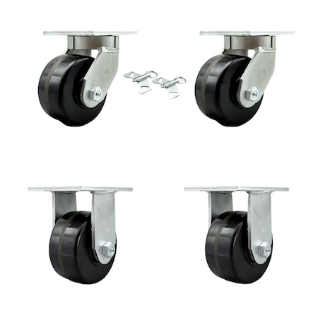Service Caster 6'' Extra Heavy Duty Phenolic Wheel Caster Set 2 Swivel Locks 2 Rigid, 4PK CRAN-SCC-KP92S630-PHR-BSL-2-R-2